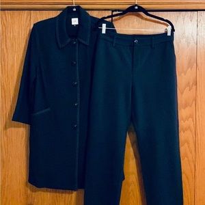 CAbI CARRIAGE NAVY MICRO DOT LONG TUNIC TAILORED JACKET AND MATCHING PANTS SET